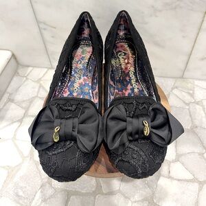 Irregular Choice | Sulu Lace Bow Flats | Black | Size US 7/EU 38 | New With Box